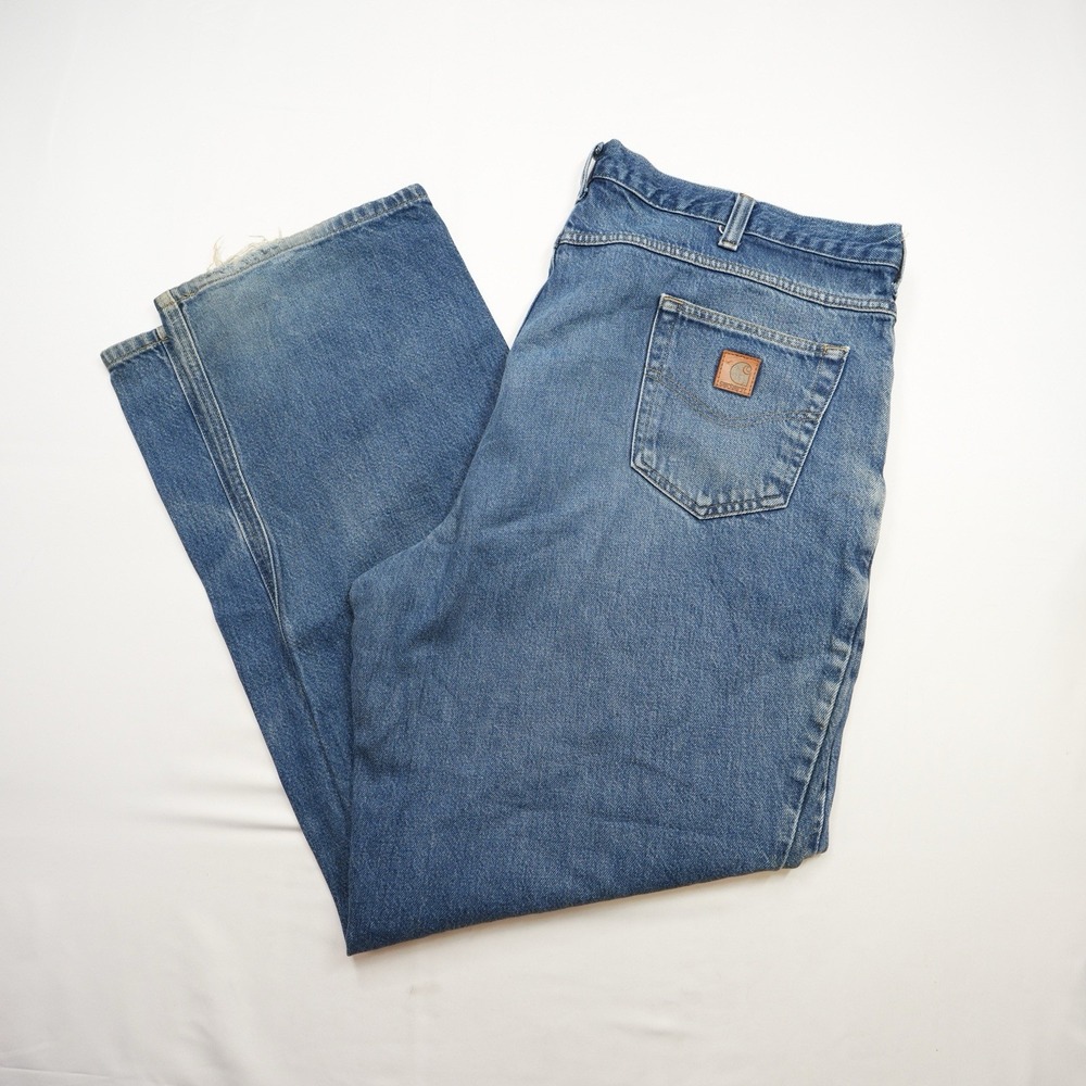 Carhartt Men's fits 44x34 Relaxed Fit Tapered Leg Jeans Blue Jeans 381-83 baggy